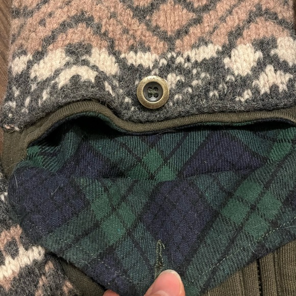 vintage knitted plaid cowichan sweater jacket - Picture 2 of 5